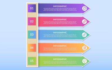 Abstract infographic number option template. Vector illustration. Can be used for workflow layouts, diagrams, business step options, banners, web design, 5 steps