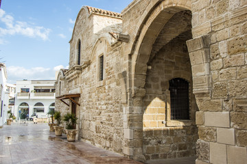 ancient stone church in the center of Larnaca, Cyprus