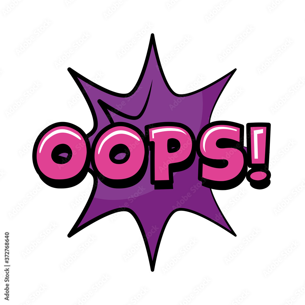 Poster speech bubble with expresion oops word pop art flat style
