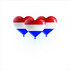 Heart shaped balloons with colors and flag of NETHERLANDS vector illustration design. Isolated object.