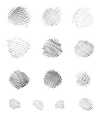 Hand-drawn circular pencil strokes in monochrome style.  - 372769043