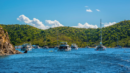 A view across the Bight bay on Norman island off the main island of Tortola