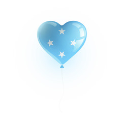 Obraz na płótnie Canvas Heart shaped balloon with colors and flag of MICRONESIA vector illustration design. Isolated object.