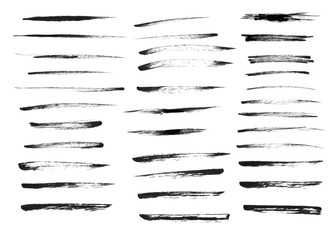 A set of art strokes in ink in monochrome style.  - 372769449