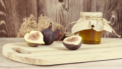 honey and figs, fig jam, illustration of tasty food