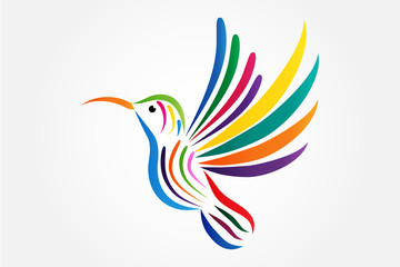 Logo hummingbird flying colorful icon vector