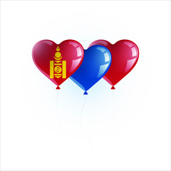 Fototapeta na wymiar Heart shaped balloons with colors and flag of MONGOLIA vector illustration design. Isolated object.
