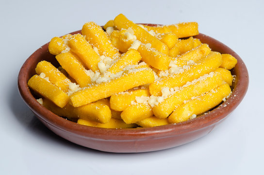Portion of fried polenta