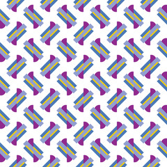 Vector seamless pattern texture background with geometric shapes, colored in blue, yellow, white, violet purple colors.