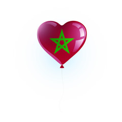 Obraz na płótnie Canvas Heart shaped balloon with colors and flag of MOROCCO vector illustration design. Isolated object.