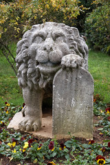 Stone lion in a Central park of Istanbul, Turkey