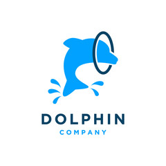 Obraz premium vector jumping dolphin logo design illustration