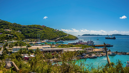 A view from the coastal road of Tortola out across the Francis Drake channel