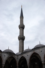 Blue Mosque minaret in winter, Istanbul, Turkey