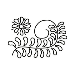 Fototapeta na wymiar flowers and leafs line style icon