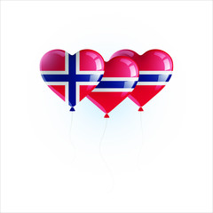 Heart shaped balloons with colors and flag of NORWAY vector illustration design. Isolated object.