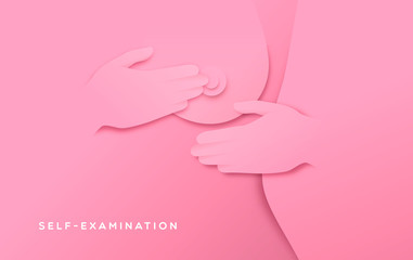 Breast cancer prevention paper cut self exam woman