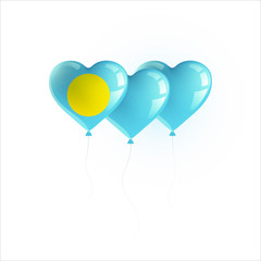 Heart shaped balloons with colors and flag of PALAU vector illustration design. Isolated object.