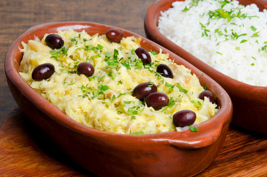 Cod Fish casserole with potatoes - Bacalhau com natas. Portuguese cuisine
