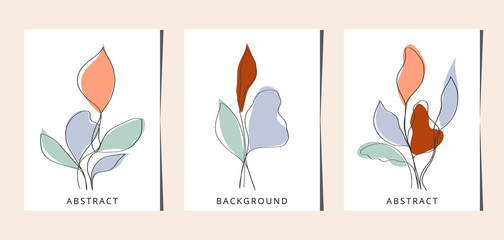 Line art flower set. One line drawing. Fancy line art. Trendy concept for the logo, card, banner, poster flyer,  vector illustration.