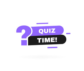 Quiz time geometric badge with question mark. Vector illustration