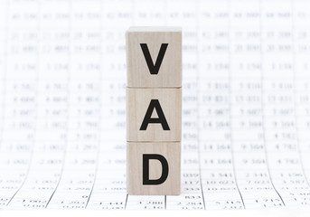 Word VAD made with wood building blocks.business concept
