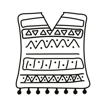 recommend clip art: mexican culture poncho line style icon