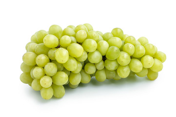 Bunch of fresh green grape fruit isolate on white background, clipping path included.