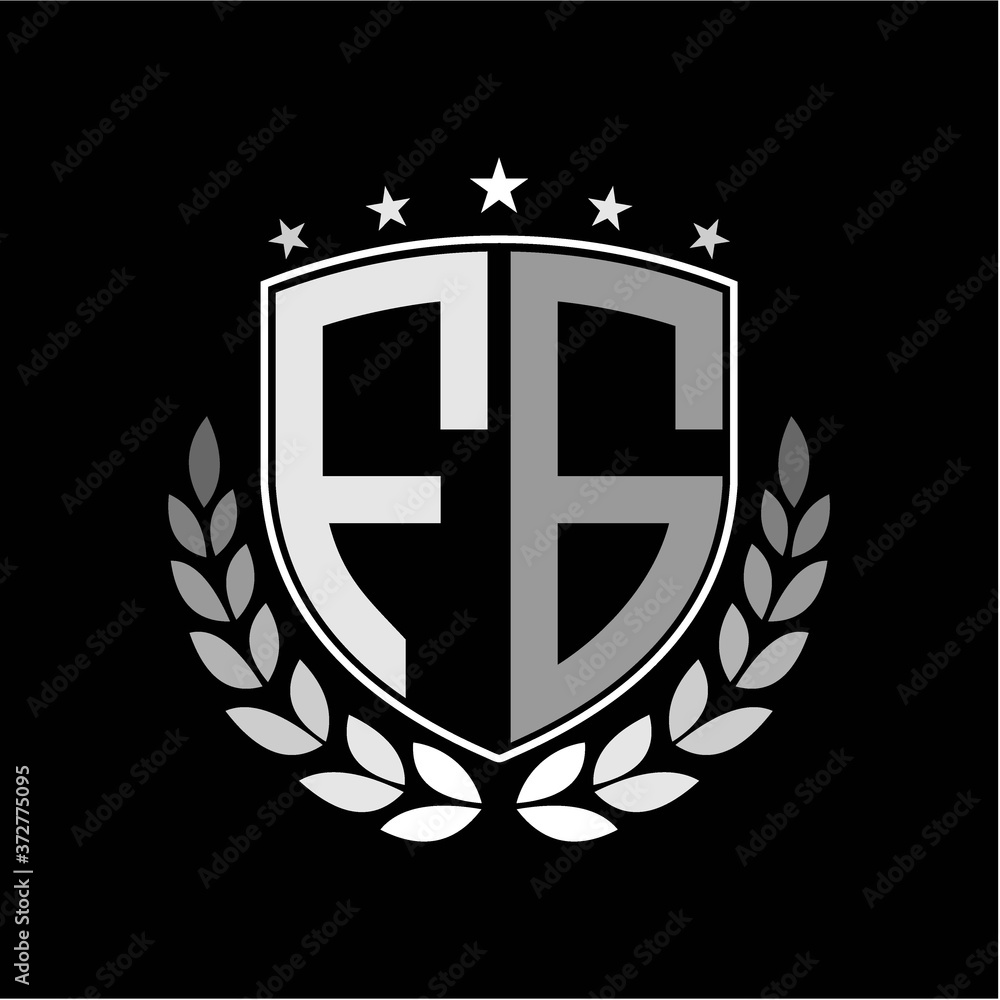 Wall mural initials inspiration letter f g logo shield badge illustration