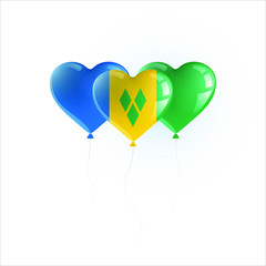 Fototapeta na wymiar Heart shaped balloons with colors and flag of SAINT VINCENT AND THE GRENADINES vector illustration design. Isolated object.
