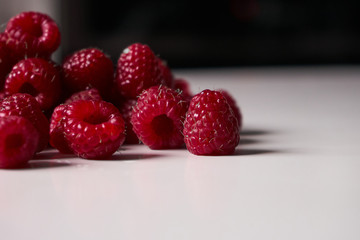 Raspberries on the table, close-up.
