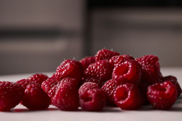 Raspberries on the table, close-up.