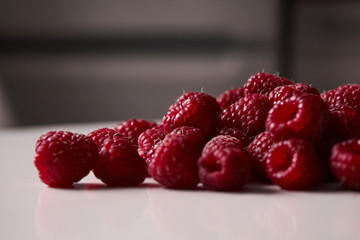 Raspberries on the table, close-up.