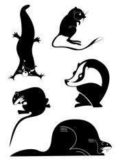 Obraz premium Original black on white art animal silhouettes collection for design