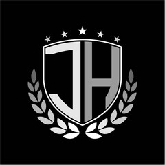 Initials inspiration letter J H logo shield badge illustration