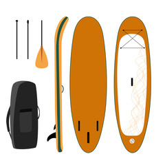 Yoga stand up paddle board set of objects isolated illustration.