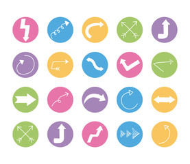 bundle of twenty arrows set collection icons