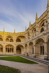 Fototapeta premium Jeronimos Monastery (Mosteiro dos Jeronimos, 1601) - a monastery of the Order of Saint Jerome in the parish of Belem in Lisbon, Portugal. Monastery is UNESCO World Heritage Site.