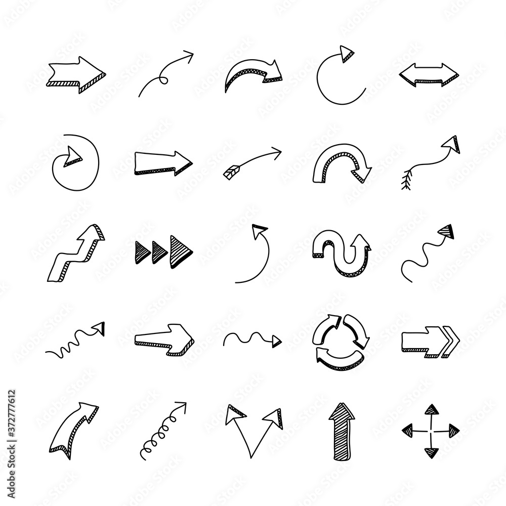 Poster bundle of twenty five arrows set collection icons