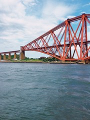 Sailing in Edinburgh, Scotland near Forth Bridges. 