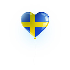 Heart shaped balloon with colors and flag of SWEDEN vector illustration design. Isolated object.