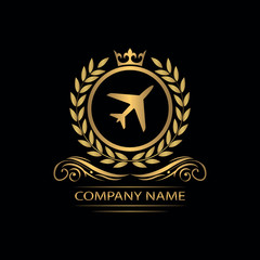 airline logo template luxury royal vector travel company decorative emblem with crown	
