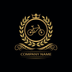 bicycle logo template luxury royal vector company decorative emblem with crown	