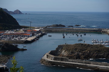 Asturias. Beautiful coastal village of Cudillero,Spain. Aerial Drone View