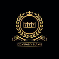 casino logo template luxury royal vector company seven, symbol of gambling emblem with crown	

