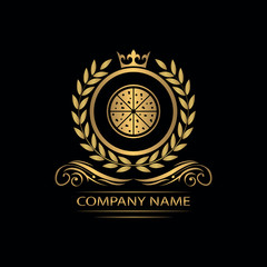 pizza logo template luxury royal vector company decorative emblem with crown	
