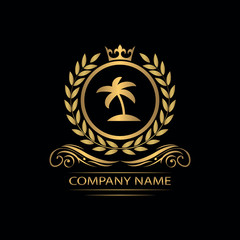 traveling company logo template luxury royal vector company decorative emblem with crown	
