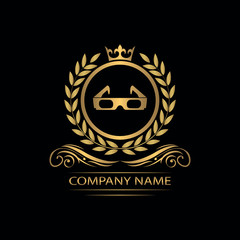 cinema logo template luxury royal vector movie cinema company  decorative emblem with crown  
