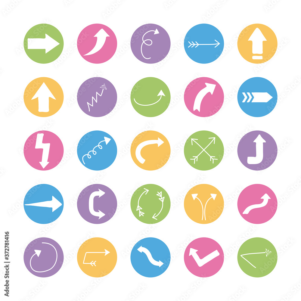 Poster bundle of twenty five arrows set icons