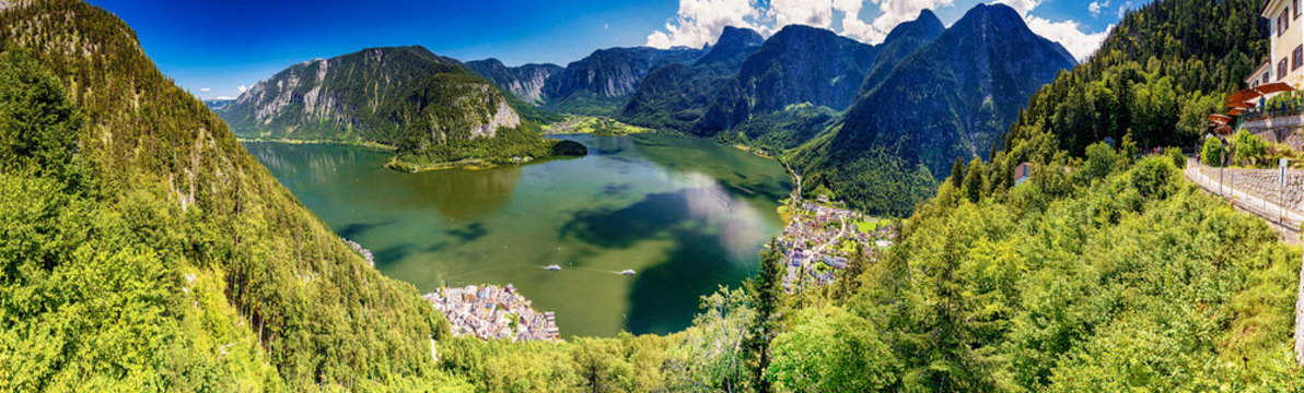 Hallst&auml;tter See mit Hallstatt und Dachstein, Salzkammergut, Ober&ouml;sterreich, &Ouml;sterreich